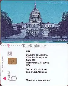 Telefonkarte A 18 07.96 Telekom in USA, DD 1609, Aufl. 19000