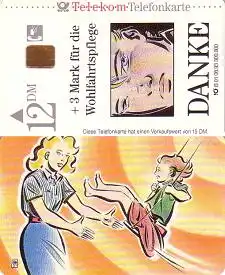 Telefonkarte mit Zuschlag B 01 08.93 Danke für Wohlfahrt, Mutter + Kind, DD 5308