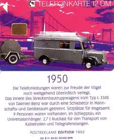 Telefonkarte E 11 09.93 Streckenbautruppwagen 1950