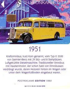 Telefonkarte E 12 09.93 Kraftomnibus 1951