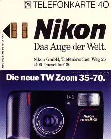 Telefonkarte K 101 08.90 Nikon, Die neue TW Zoom 35-70, Aufl. 12.000