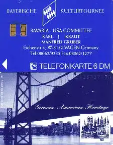 Telefonkarte K 592 12.92 Bayerische Kulturtournee, German American Heritage