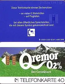Telefonkarte K 232 02.91, Qremor, Aufl. 3000