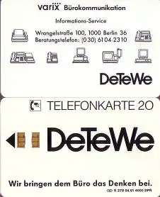 Telefonkarte K 278 04.91, DeTeWe/Varix, Aufl. 4000