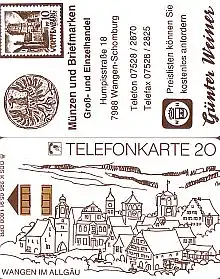 Telefonkarte K 295 05.91, Wangen/Allgäu - G.Weiner, Aufl. 1000