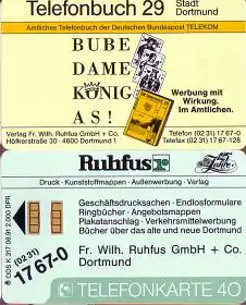 Telefonkarte K 317 06.91, Ruhfus, Aufl. 2000