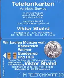 Telefonkarte K 402 08.91, Münzversand Viktor Shahd, Aufl. 3000