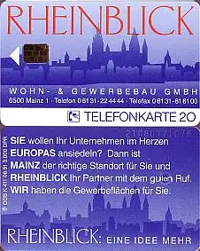Telefonkarte K 411 08.91, Rheinblick Wohnbau Mainz, Aufl. 3000
