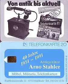 Telefonkarte K 430 08.91, Arno Stahler - Antiquitäten, Aufl. 3000