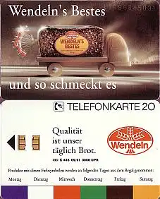 Telefonkarte K 448 09.91, Wendeln's Brot, Aufl. 3000