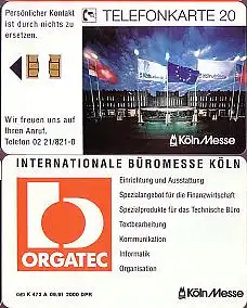 Telefonkarte K 472 A 09.91, Messe Köln: Orgatec, Aufl. 2000