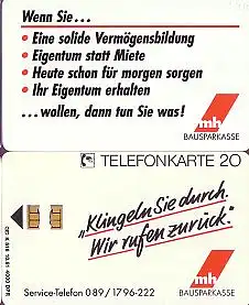 Telefonkarte K 516 10.91, mh Bausparkasse, Aufl. 4000