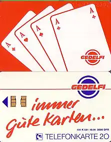 Telefonkarte K 521 10.91, Gedelfi immer gute Karten, Aufl. 2000