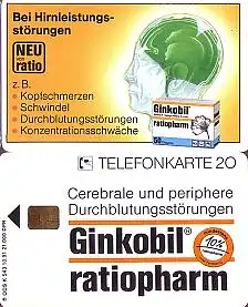 Telefonkarte K 543 10.91, Ginkobil ratiopharm, Aufl. 21000