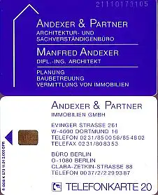 Telefonkarte K 570 11.91, Andexer & Partner Immobilien, Aufl. 2000