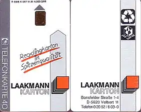 Telefonkarte K 597 11.91, Laakmann Karton, Aufl. 4000