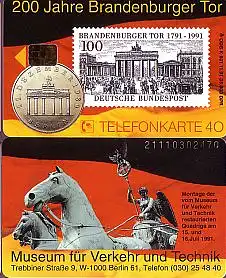 Telefonkarte K 601 11.91, Brandenburger Tor, Aufl. 35000