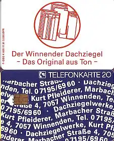 Telefonkarte K 609 11.91, Winnender Dachziegel, Aufl. 3000