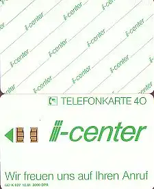 Telefonkarte K 627 12.91, iii-center, Aufl. 3000