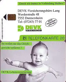 Telefonkarte K 629 12.91, DEVK (Rückseite: Säugling), Aufl. 3000