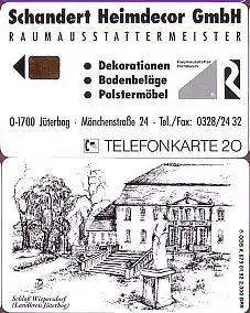 Telefonkarte K 679 01.92, Schandert Heimdecor, Schloß Wiepersdf., Aufl.2000