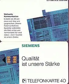 Telefonkarte K 689 01.92, Siemens - Qualität, Aufl. 16000