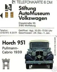 Telefonkarte K 078 A 07.92, VW-Automuseum Horch 951 Cabrio, Aufl. 11000