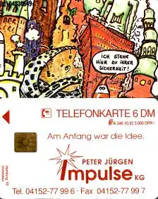 Telefonkarte K 346 10.92, Peter Jürgen - Hamburg Chilehaus, Aufl. 3000