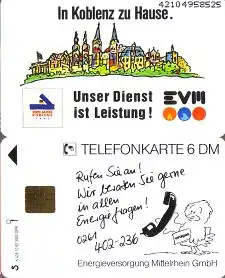 Telefonkarte K 438 10.92, Energieversorgung Mrhein Koblenz, Aufl. 3000