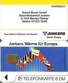 Telefonkarte K 874 02.93, Junkers. Wärme für Europa, Aufl. 29000