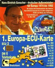 Telefonkarte O 402 12.92 ECU - Karte / H.-D. Genscher