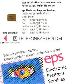 Telefonkarte O 1493 11.96 eps Electronic Prepress Services Bonn, Auflage 500 !