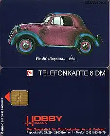 Telefonkarte O 207 09.92, Fiat 500 - Topolino - 1936, Aufl. 3000