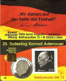 Telefonkarte O 258 09.92, Konrad Adenauer, Aufl. 15000