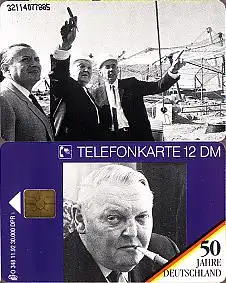 Telefonkarte O 348 11.92, Ludwig Erhard, Aufl. 30000