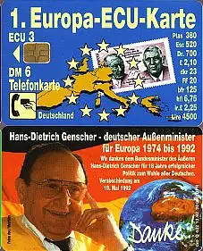 Telefonkarte O 402 12.92, ECU-Karte / H.-D. Genscher, Aufl. 20000
