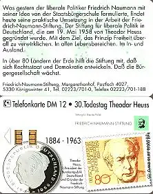 Telefonkarte O 443 01.93, Theodor Heuss, Aufl. 15000