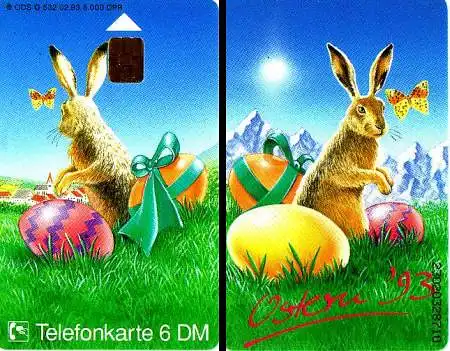 Telefonkarte O 532 02.93, Ostern, Aufl. 5000