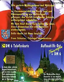 Telefonkarte O 908 05.93, Aufbauhilfe Ost  Thüringen, Aufl. 20000