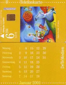 Telefonkarte O 0339 10.2000 DeTeMedien Kalender Januar 01, E. Kunitz, Aufl.1000