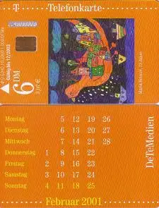 Telefonkarte O 0340 10.2000 DeTeMedien Kalender Februar 01, M. Reimer, Aufl.1000