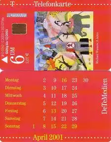 Telefonkarte O 0342 10.2000 DeTeMedien Kalender April 01, M. Wussow, Aufl.1000
