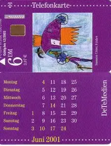 Telefonkarte O 0344 10.2000 DeTeMedien Kalender Juni 01, S. Unter, Aufl.1000