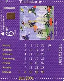 Telefonkarte O 0345 10.2000 DeTeMedien Kalender Juli 01, V. Pfister, Aufl.1000