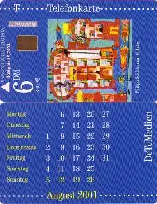 Telefonkarte O 0346 10.2000 DeTeMedien Kalender August 01, Seidelmann, Aufl.1000