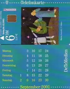 Telefonkarte O 0347 10.2000 DeTeMedien Kalender September 01, M.Arnold Aufl.1000