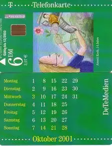 Telefonkarte O 0348 10.2000 DeTeMedien Kalender Oktober 01, A. Koch, Aufl.1000