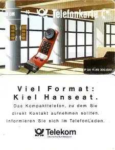 Telefonkarte P 04 11.89 Kiel Hanseat, starke Gebrauchsspuren, DD 2008 Nr.rechts
