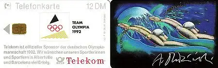 Telefonkarte P 19 08.91 Team Olympia 92 Schwimmen, DD 1109 kleine Nr.