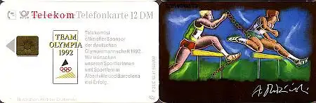 Telefonkarte P 24C 12.91 Team Olympia 92 Laufen, DD 3112 matt, enge Nr.